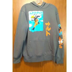 Official Naruto Shippuden Hoodie Olive Green Anime Graphic Pullover Mens Medium